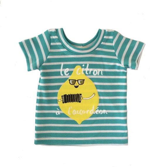 Items similar to Lemon print striped baby toddler tshirt Supayana on Etsy