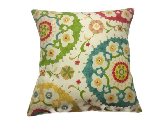 Decorative Pillow Cover Green Yellow Red Blue Suzanni Throw