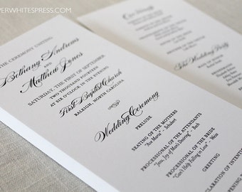 Classic Wedding Program, Classic Ceremony Program, Formal Wedding Program, Printed Wedding Programs, Panel Style Wedding Programs