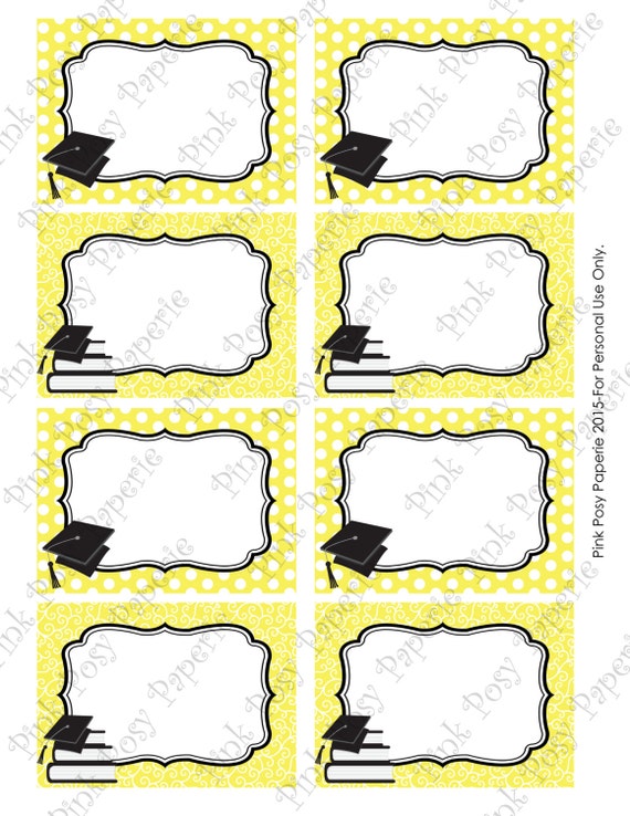 items similar to printable yellow graduation food labels