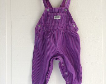 Vintage osh kosh purple stripe carpenter 12m overalls
