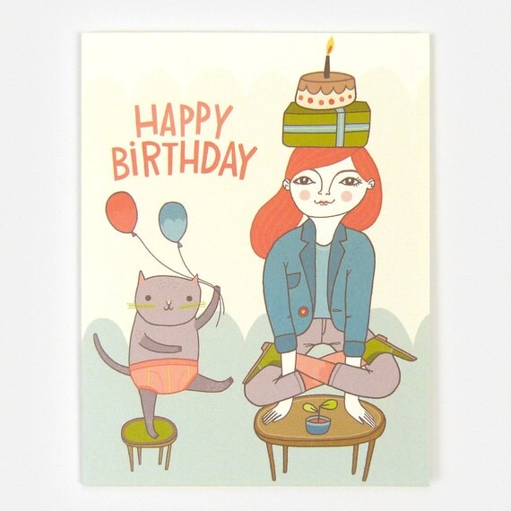 yoga birthday greeting cardankeweckmann on etsy