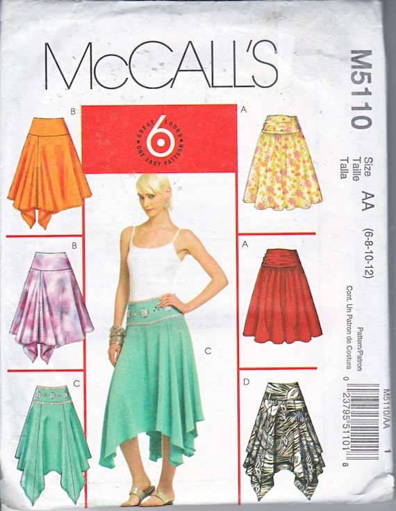 McCalls 5110 Misses Skirt Handkerchief Hem by patternsandcrafts