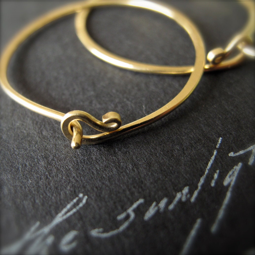 gold endless hoop earrings 18k