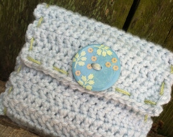 Crocheted Maxi Pad Pouch - Pale Blue
