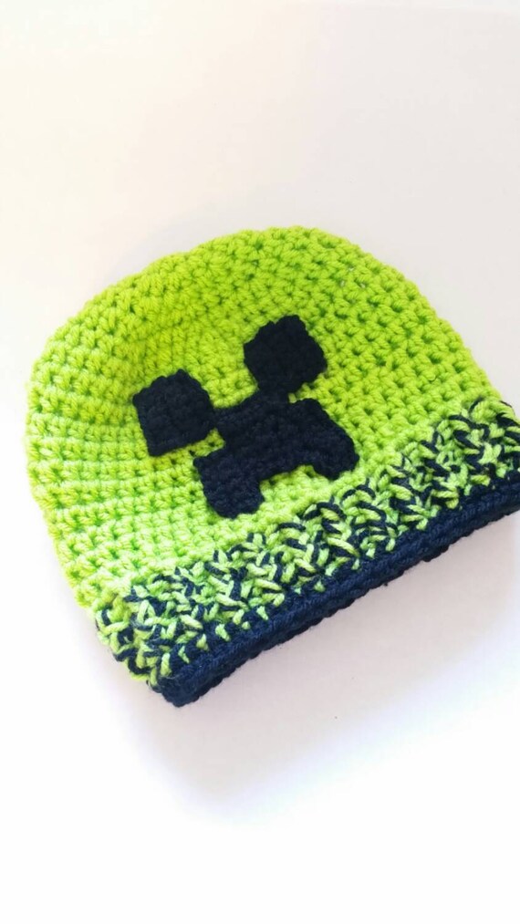 Minecraft beanie gamers hat creeper beanie made any size
