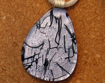 Dichroic Pendant - Silver and Black Pendant - Dichroic Jewelry - Fused Glass Pendant - Fused Glass Jewelry