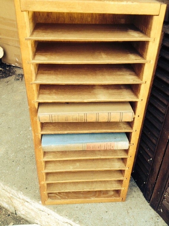 Vintage Tan Metal Magazine Rack Repurpose by DOUBLEDOORANTIQUES