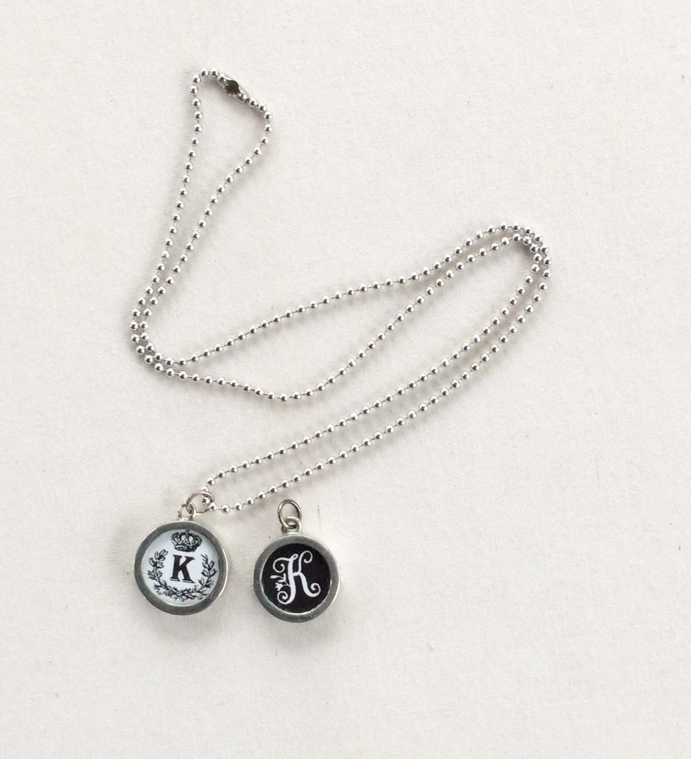Charm Necklace Initial Letter K Alphabet Beaded by GardenBarn