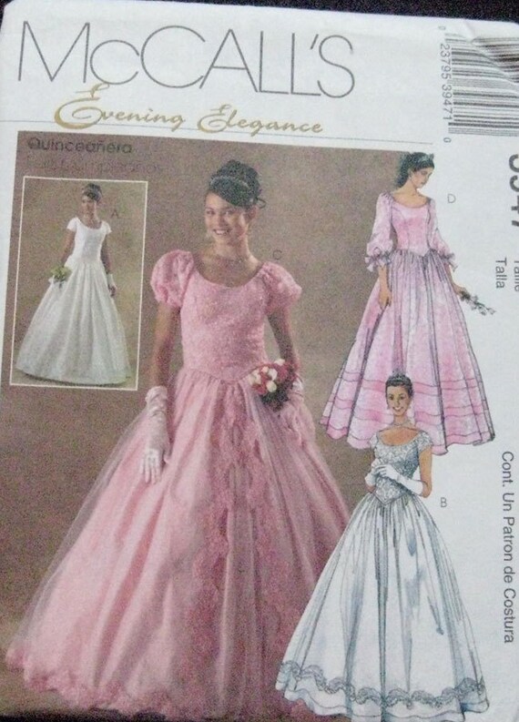 McCalls Evening Wedding Quinceanera  Dress  Pattern  3947