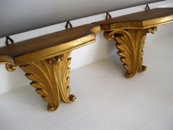 Small Italian Wall Shelf Sconce Pair on Small Sconce Shelf id=23288