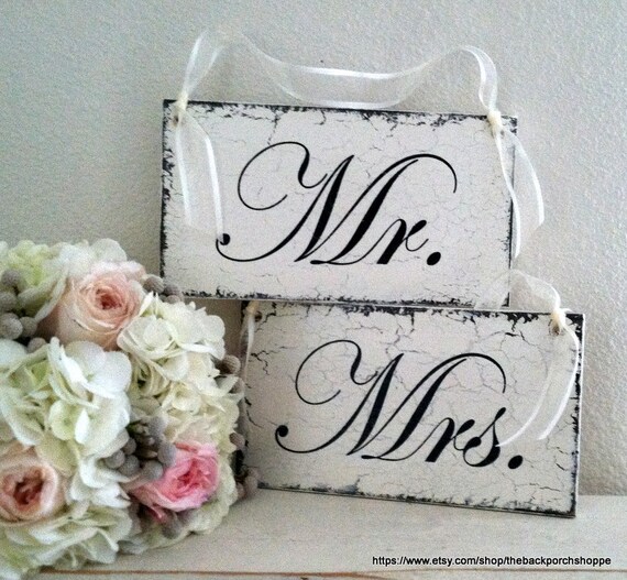 MR & MRS Chair Signs Wedding Chair Hangers Bride and Groom