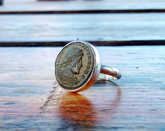 Statement Ring, Roman coin silver ring, authentic ancient coin, sterling silver and coin ring, ancient coin jewelry