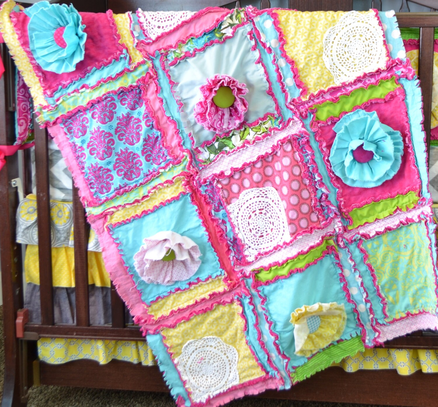 Ruffle Flower Rag Quilt Pattern Girl Quilt Pattern Sewing