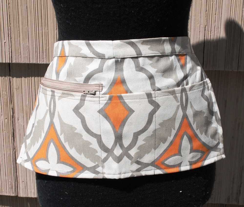 Vendor Apron Server Apron Cash Apron Travel Apron Zipper Beige