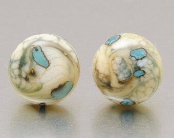 Stud earrings - Silvered pebbles - lampwork glass by Jennie Yip