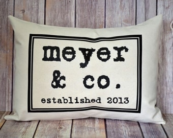 Personalized pillow, Cotton anniversary, Name Pillow, Christmas gift, 2nd Anniversary, valentines, Date pillow, engagement, Family gift,