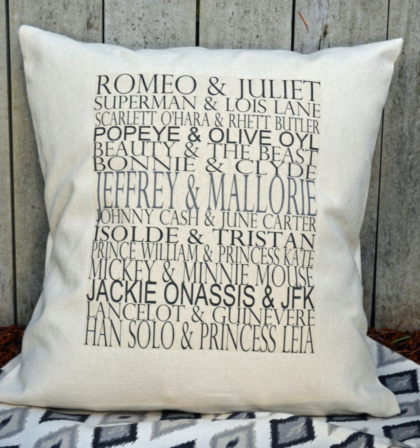 Valentine gift idea couples Personalized pillow Famous