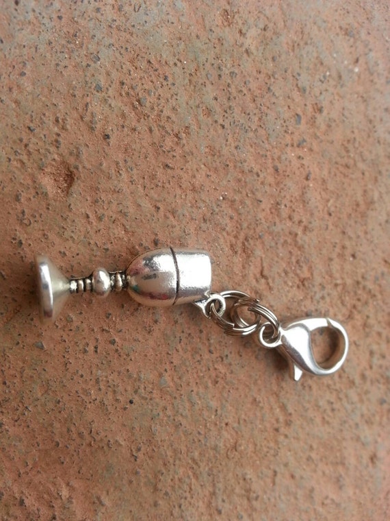 Items similar to Wine Glass Charm Bracelet Charm Zipper Pull on Etsy