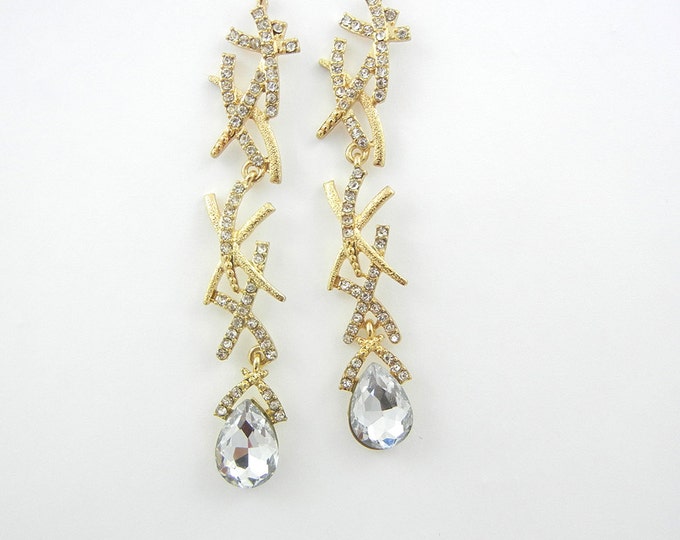 Pair of Gold-tone Chandelier Drop Charms with X Design