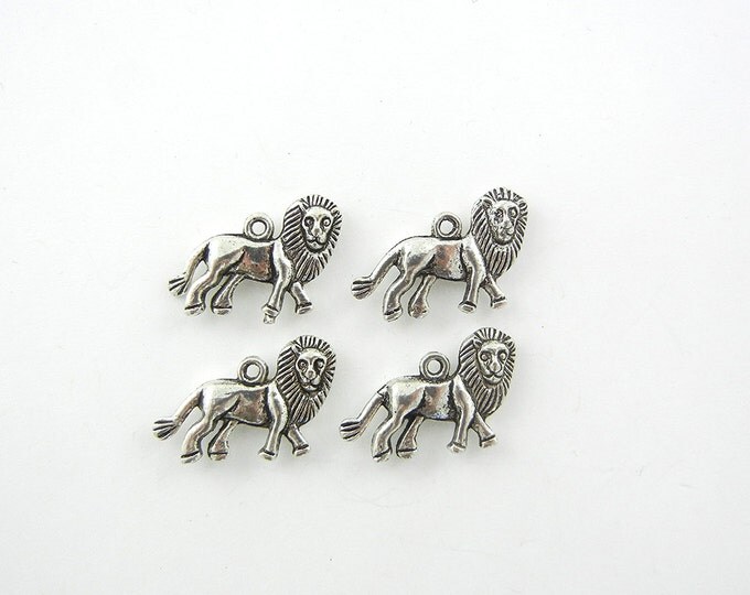 Set of 4 Pewter Lion Charms