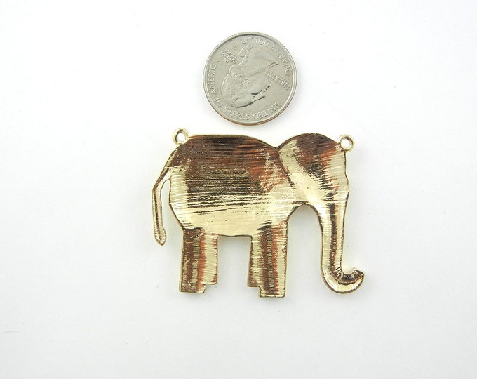 Elephant Pendant Gold-tone Double Link with Design