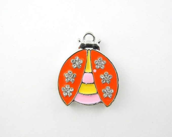 Double Sided Orange and Brown Ladybug Pendant