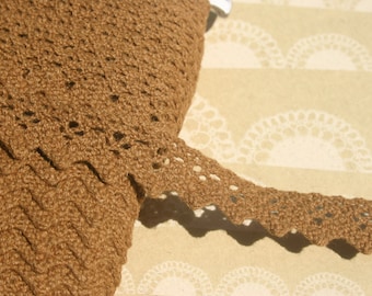 Brown Cluny Lace - Medium Brown Crochet Trim - 5/8" Wide - Caramel