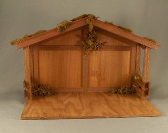 Rustic Wooden Nativity Stable RF by ThePorcelainShop on Etsy