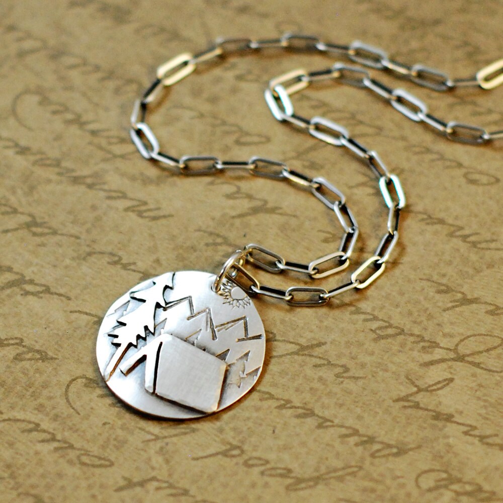 Sterling silver 7/8 camping charm necklace pendant by bytwilight