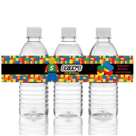 Lego water Bottle Labels 10 by sweetumspartyfavors on Etsy