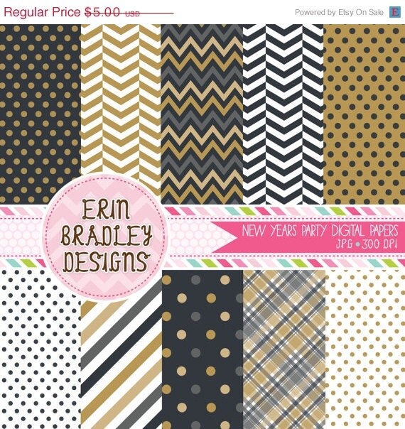 50% OFF New Years Party Digital Paper Pack Personal & Commercial Use Digital Scrapbook Papers Il_570xn