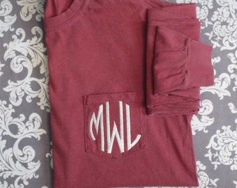 SMALL Monogrammed Comfort Color Tshirt in brick red ...