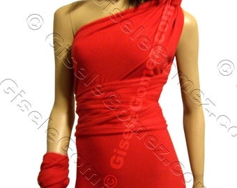 Red Infinity Convertible Dress | The Victoria Dress With One-shoulder Top | Sexy Pencil Skirt | Bandeau/Tankini | Robe Convertible Rouge