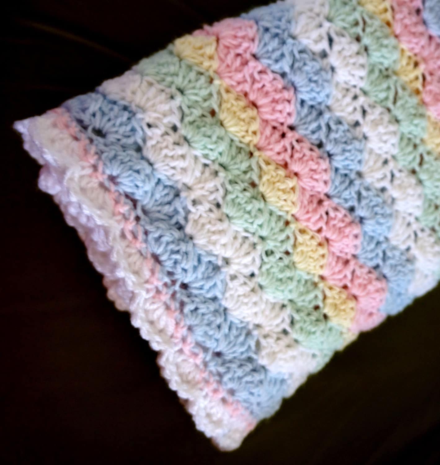 Crochet Baby Blanket Afghan Unisex Multicolor Soft Christening