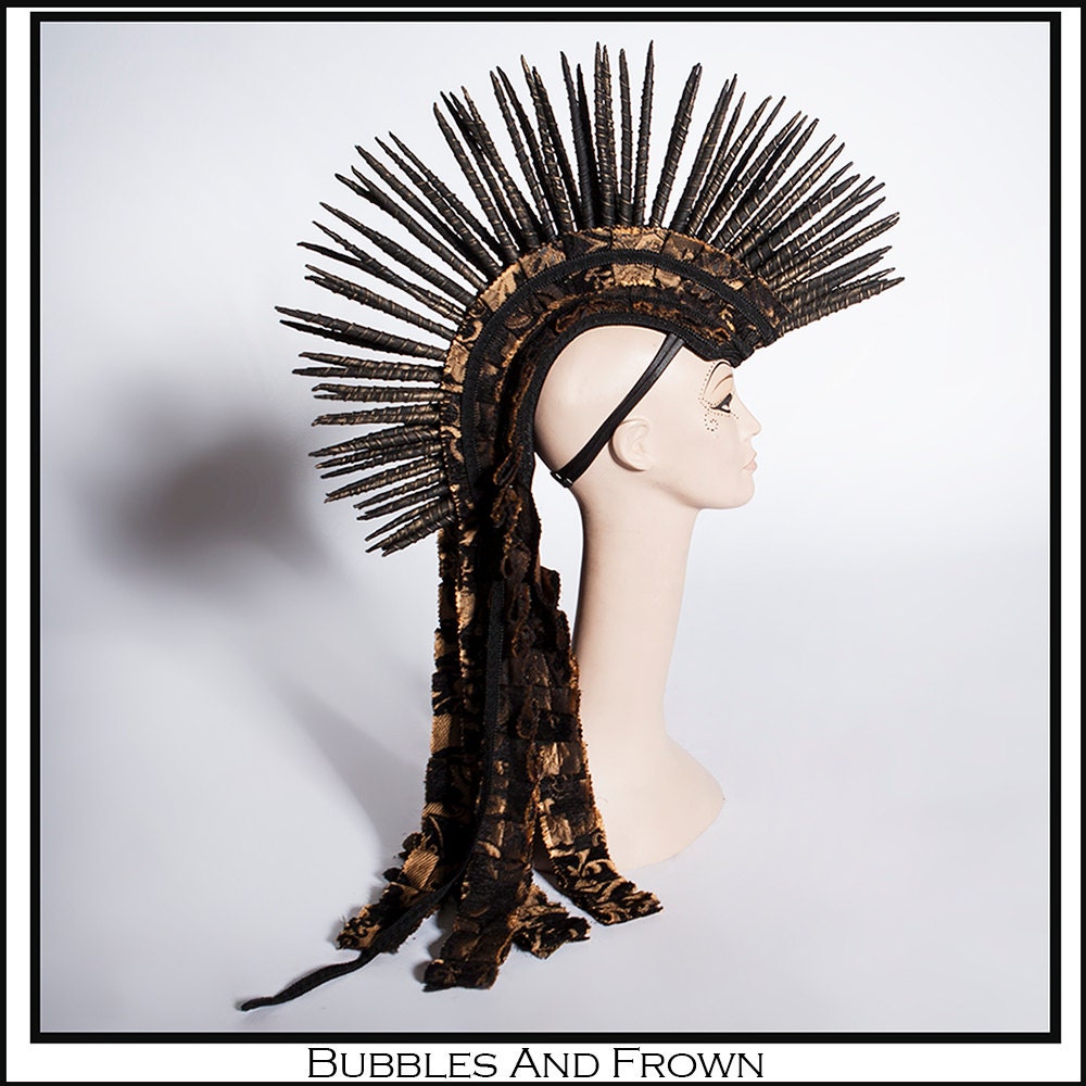 READY TO SHIP Decay-dance…. Rebar Mohawk in Black and Gold