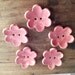 5 Ceramic Button Flowers in Pink- set of 5 - Gres Buttons