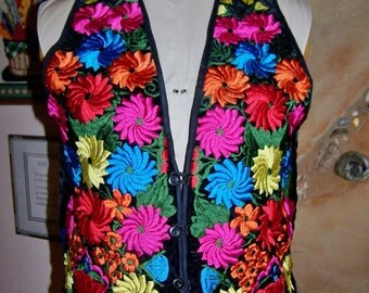Gilet Brodé Vintage à Fleurs Pour Femme - Cardigan Court Sans Manches Élégant, Col En V, Style Bohème Chic Et Respirant