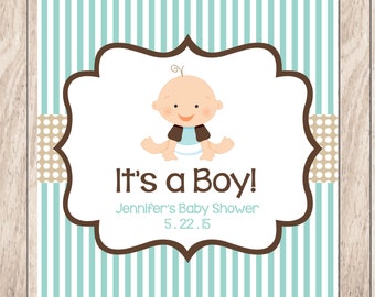 Items similar to Baby Boy Gift Tag Set (6) - Glitter Embossed - Light ...