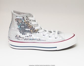 Sequin Red Converse Canvas Hi Top Sneakers Shoes by princesspumps