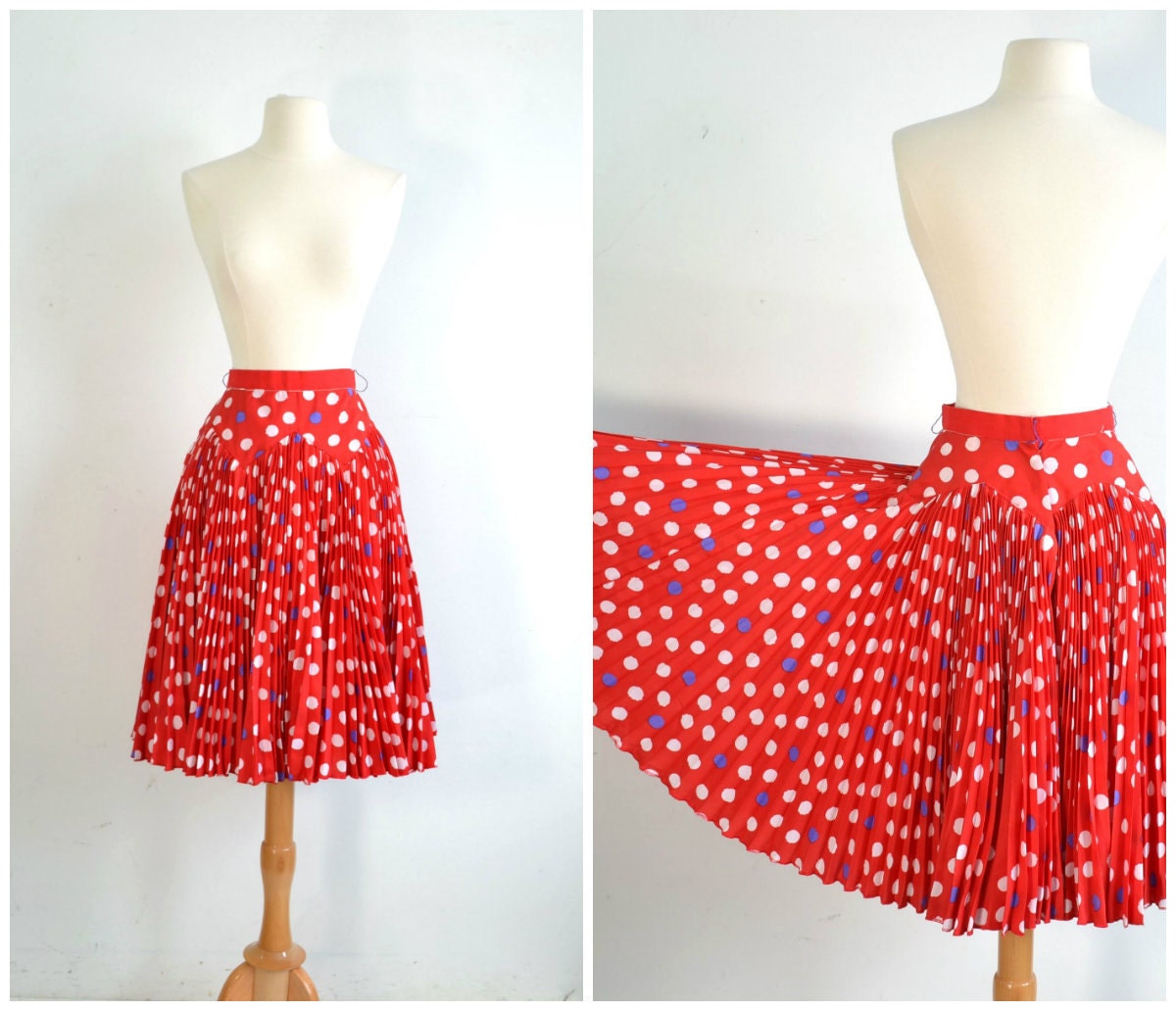 70s 80s Vintage Circle Skirt Can Can Dance Accordion Pleated