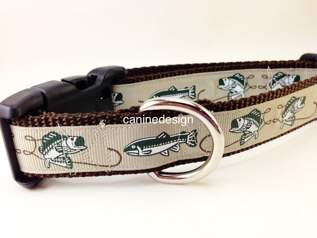 Dog Collar Trout Fish 1 inch wide adjustable by caninedesign