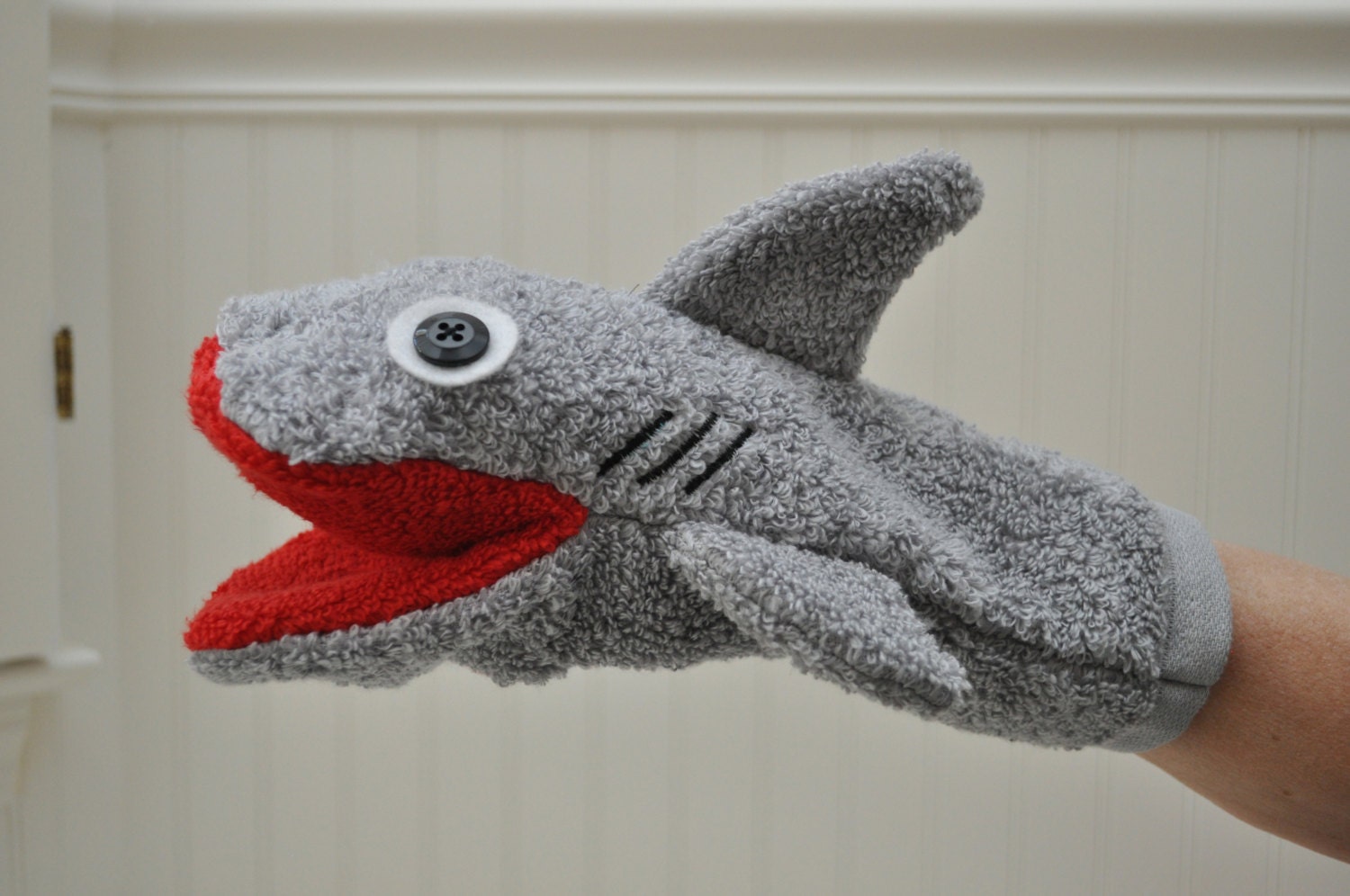 Shark Attack Washcloth Hand Puppet Bath Tub Toy by