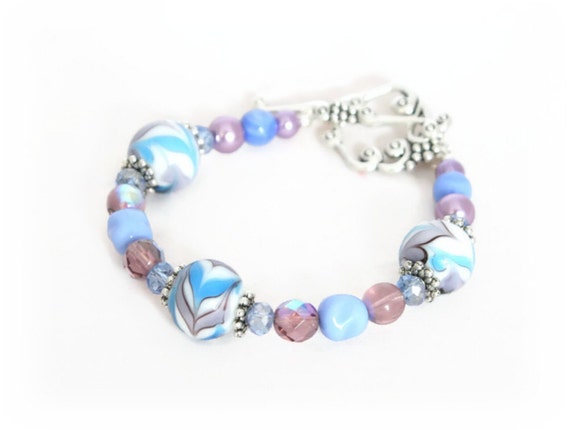 Blue Beaded Bracelet handmade jewellery by Lottie Of London
