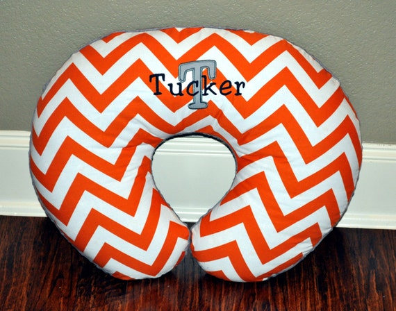 NURSING PILLOW COVER - Monogrammed/Personalized Custom Chevron & Minky Dot Nursing Pillow Cover with Zipper Closure