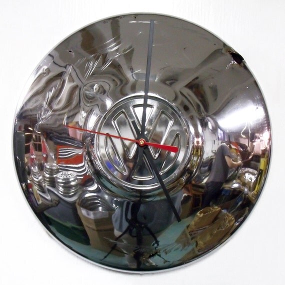 VW Beetle Wall Clock Volkswagen Bug Hubcap Clock by StarlingInk