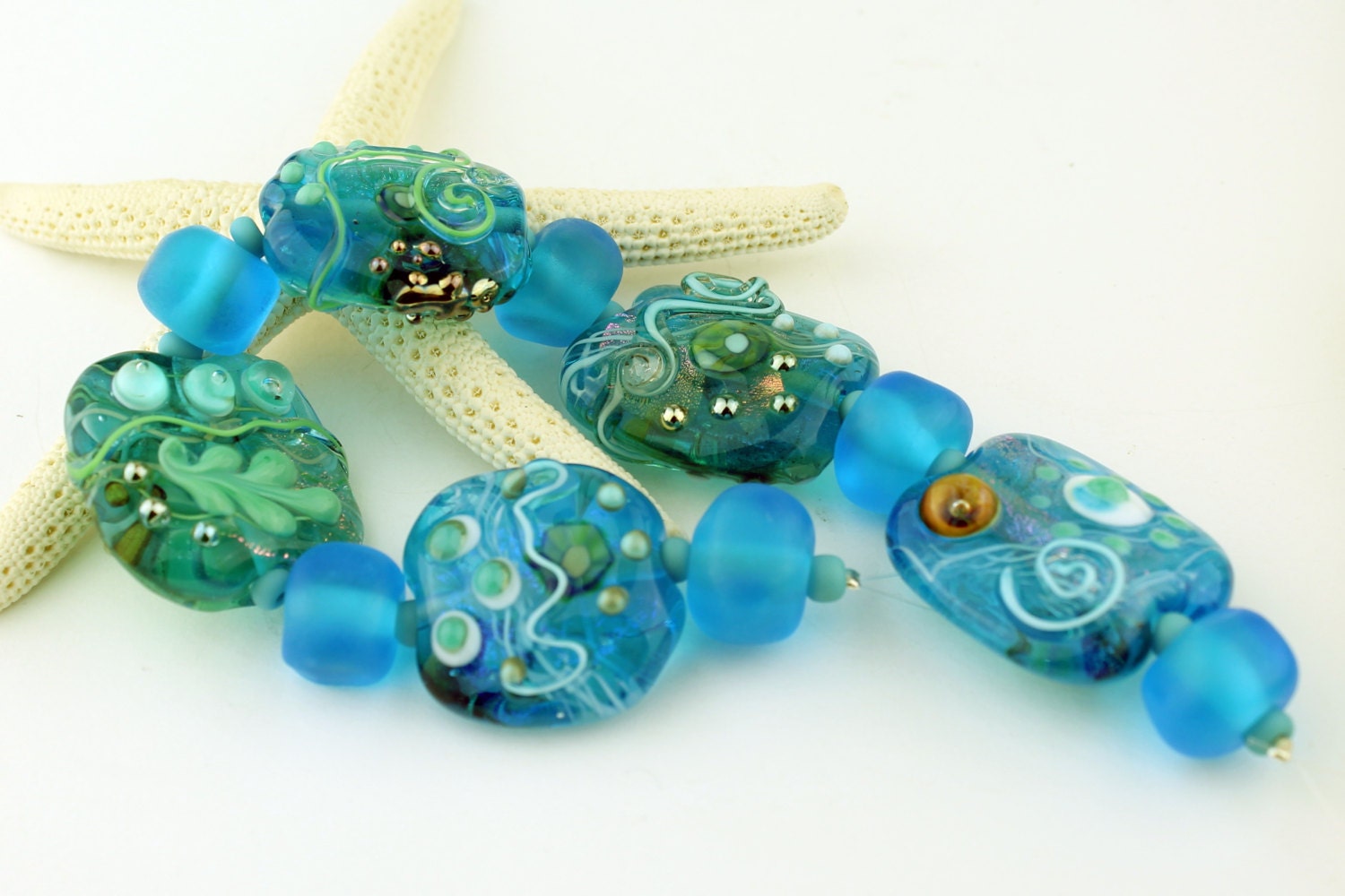 Sra Lampwork Glass Bead Set Organic By Stonedesignsbysheila