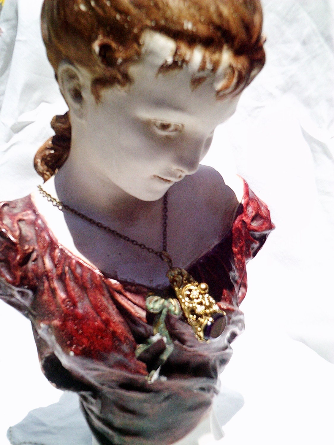 victorian necklace, horn of plenty, deep purple necklace, antique necklace, steampunk necklace, victorian jewelry