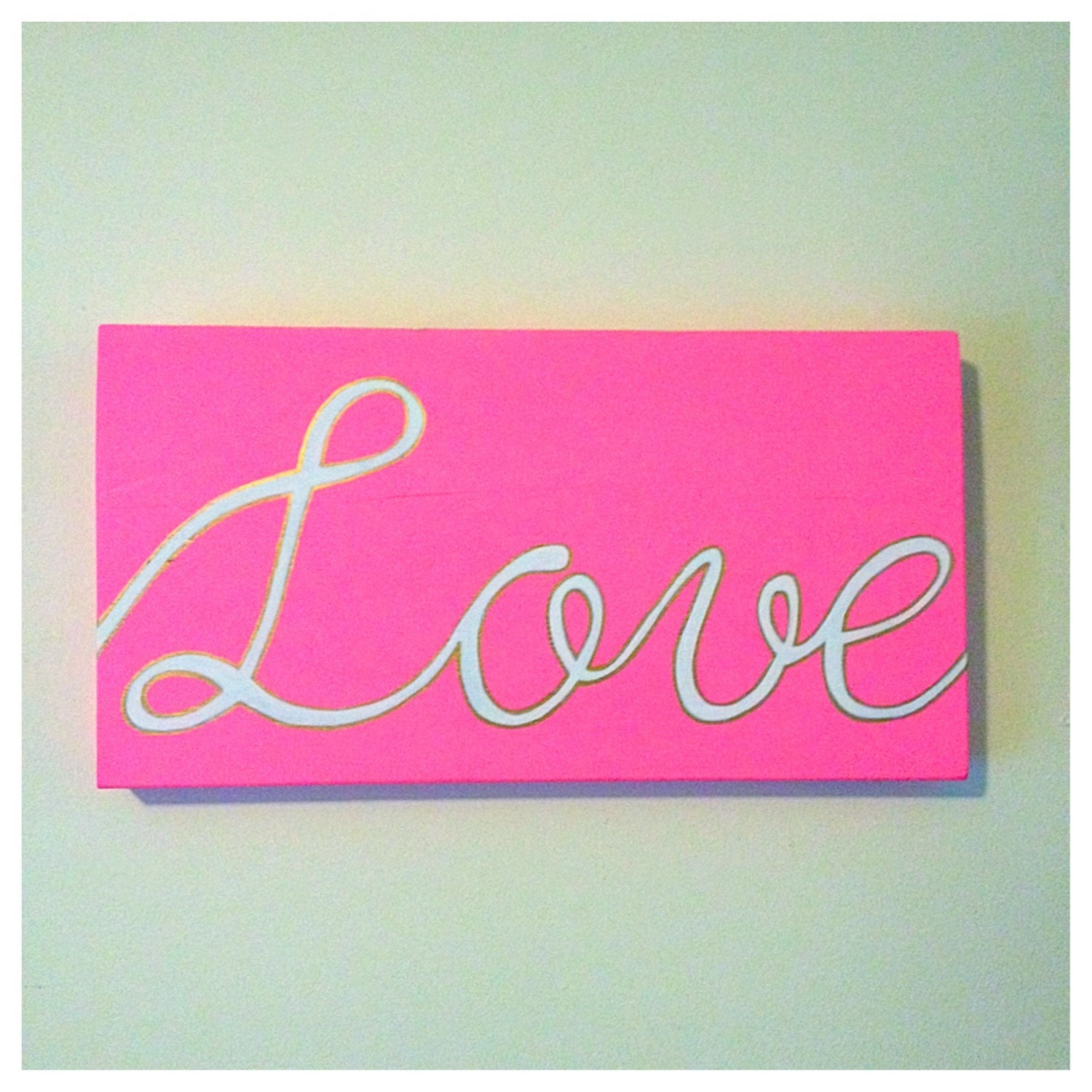 Hot Pink Painted Wood Love Sign Girls Room Wall