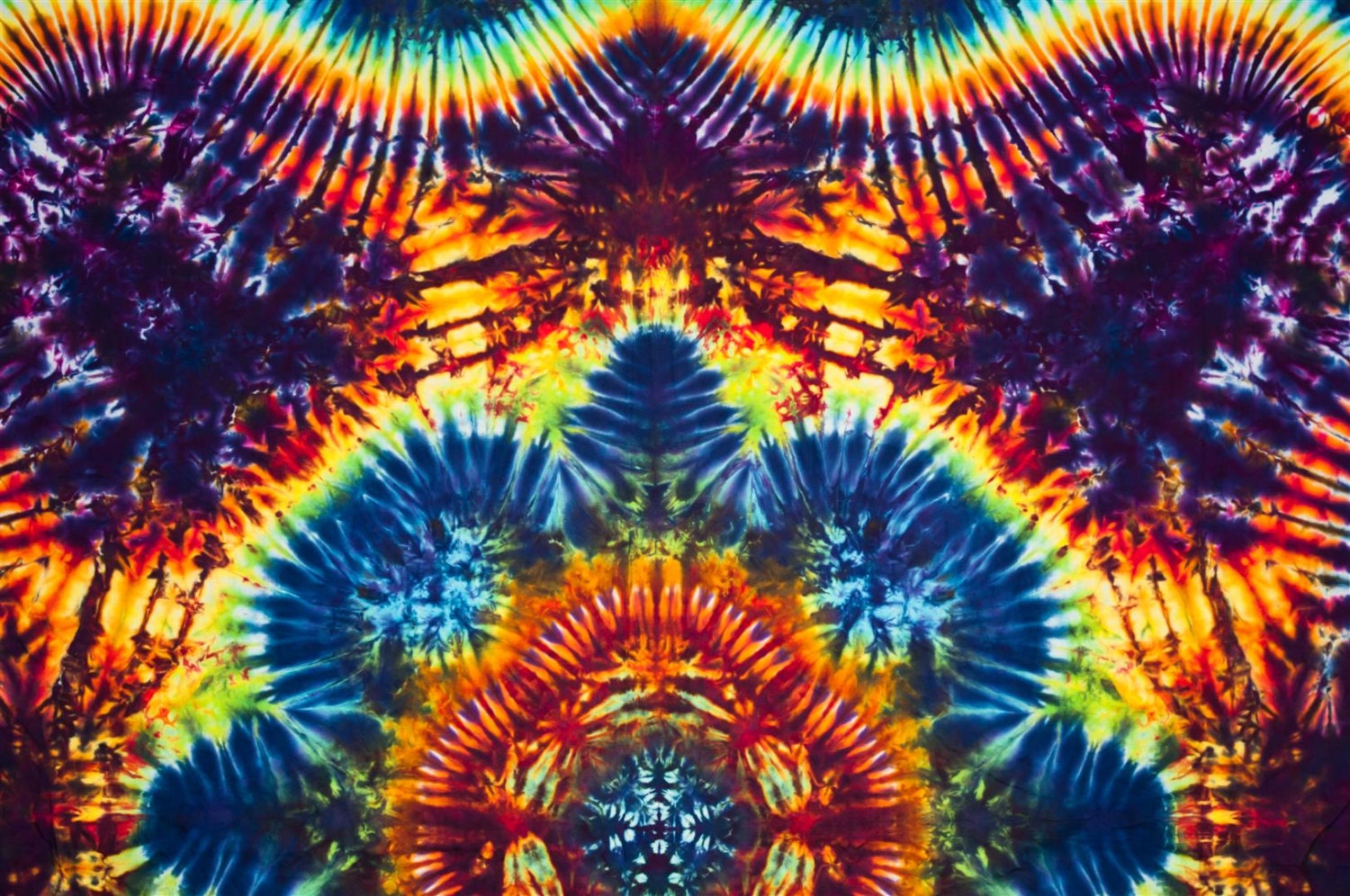 77x58 Tie Dye Tapestry Made in USA Rainbow color